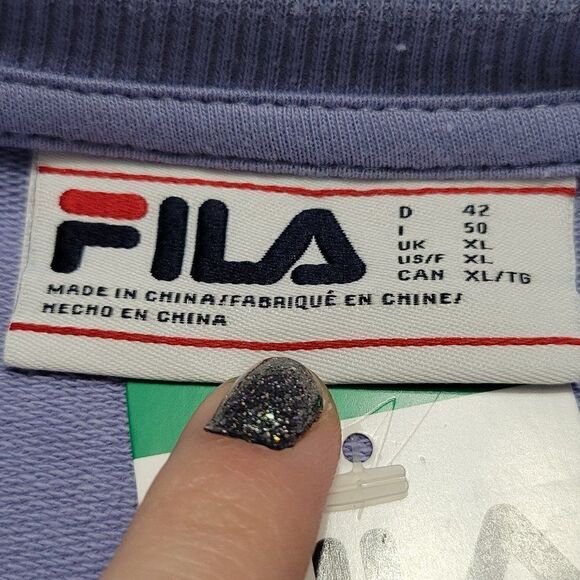 NWT FILA XL Blue Vintage Casual Minimalist Staple Classic Crew Neck Sweatshirt - Picture 7 of 10